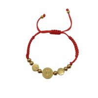 Elbauldejuma - Pulsera Protección Ajustable Medalla San Benito Hilo Rojo