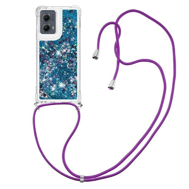 Funda FOXDOCK para Motorola Edge 2024 5G con Cuerda Ajustable, Brillo Líquido, Protección Antigolpes y Lente – Ideal para Regalo