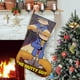 thumbnail image 1 of El Chico Loco Tema: Calcetines de Navidad, fino lino blanco para colgar en escaleras y chimenea, decoración navideña para el hogar, regalo de Navidad. 45cm × 32cm, 1 of 5