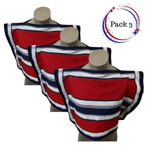 Pack 3 Mantas Poncho De Huaso Cueca Adulto-Juvenil 90x130cm