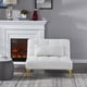 thumbnail image 1 of Convertible sofa bed futon with gold metal legs teddy fabric (White), 1 of 3