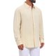 thumbnail image 4 of INSPIRE CHIC Regreso a Clases Camisa de Vestir de Lino Sólido de Manga Larga para Hombre M Beige, 4 of 6