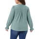 thumbnail image 3 of Agnes Orinda Blusas Casuales de Talla Grande para Mujer con Ojales, Cuello en V con Muesca, Volantes, Mangas Largas, Túnica, Talla 1X, Verde Haba, 3 of 6