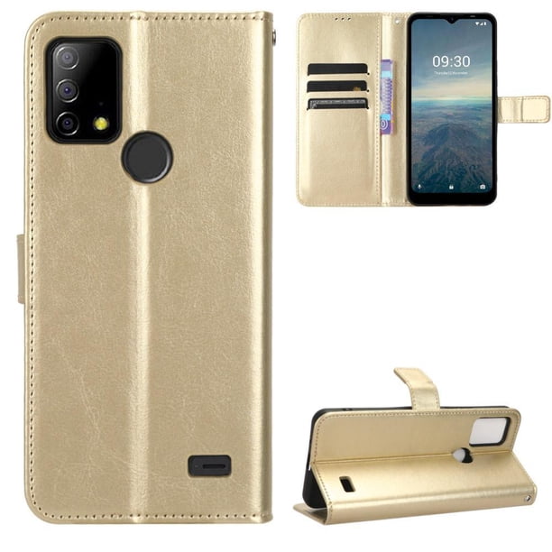 Funda tipo libro para Vodafone Smart T23, cartera todo‑en‑uno, funda multifuncional con tarjetero y correa de muñeca desmontable