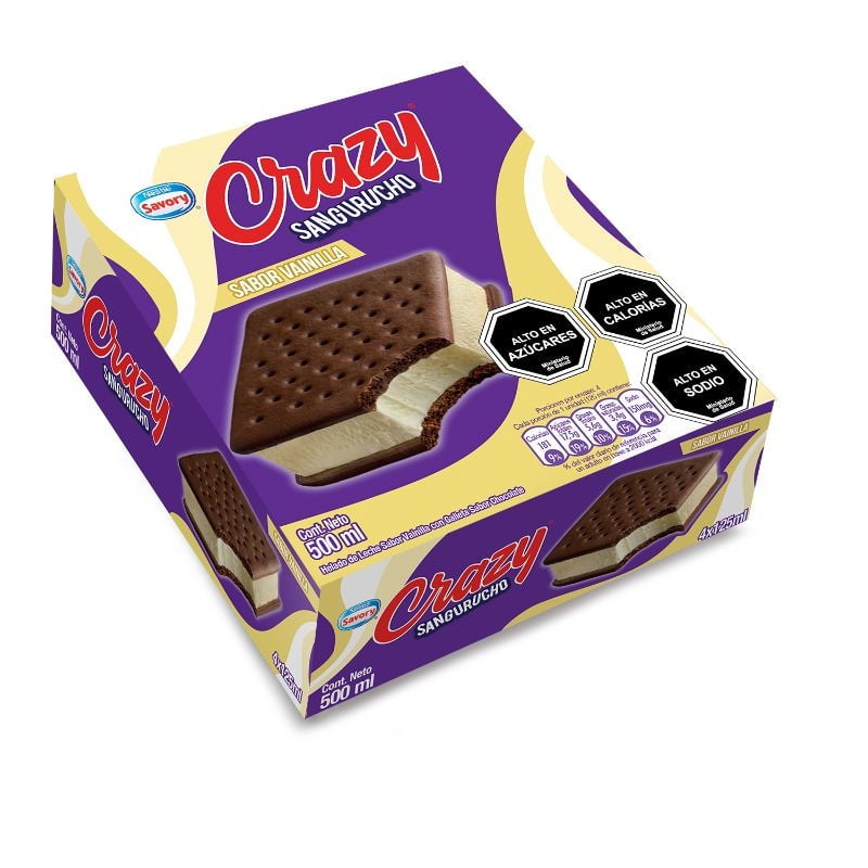 Helado Crazy Sangurucho Vainilla Caja 500 ml Savory