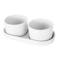 Set De Bowl Con Base 3 Piezas Blanco Loza 1 Un Mainstays