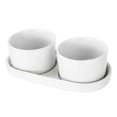 Set De Bowl Con Base 3 Piezas Blanco Loza 1 Un Mainstays