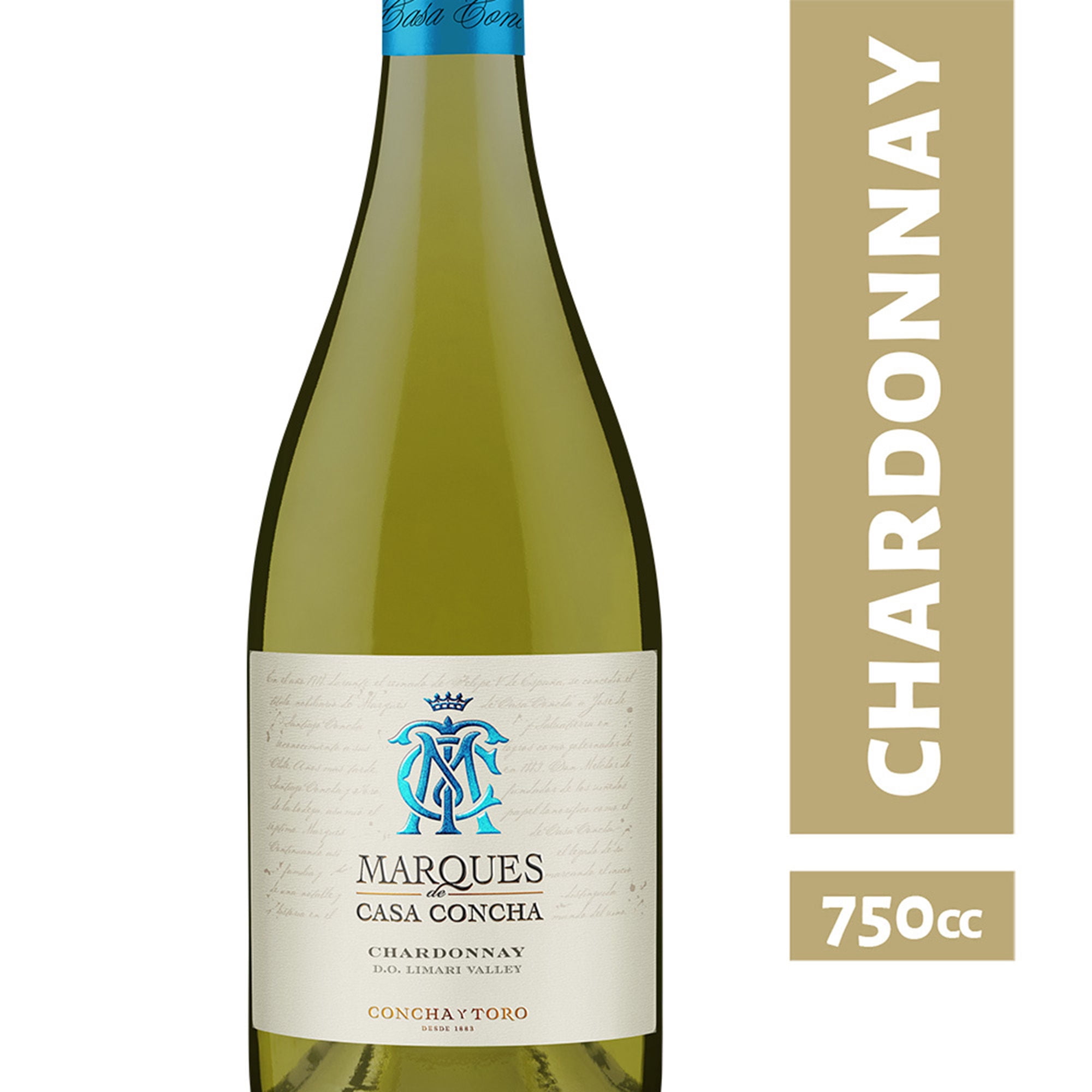 Vino Blanco Chardonnay 14° Botella 750 cc Marques de Casa Concha