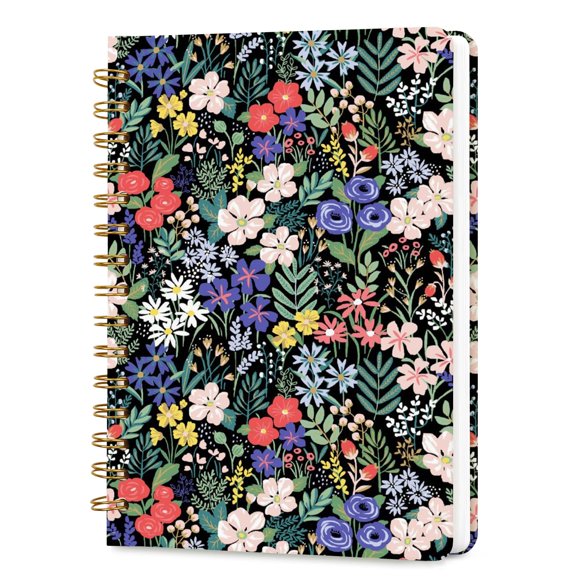 Cuaderno de espiral Hllwxrk A5 160 páginas Jardín de flores