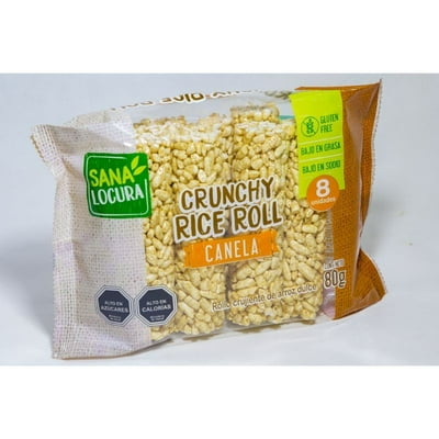 Rolls De Arroz Crujiente Canela 8 Un) Bolsa 80 G Dulce Locura
