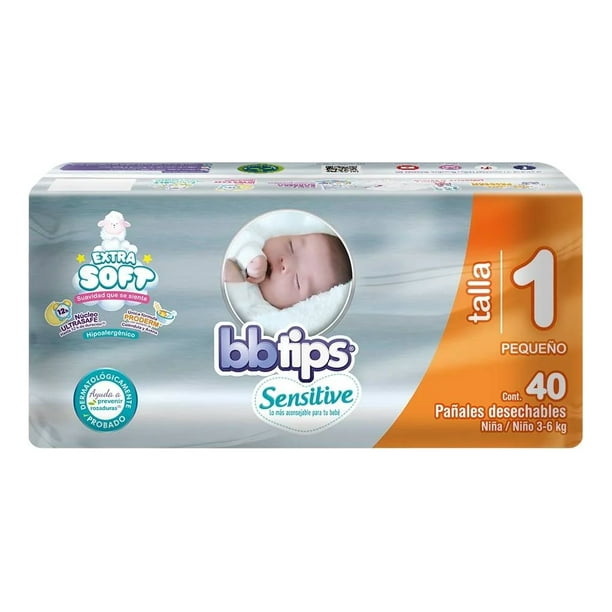 Pañal Bebe Tips Sensit T1 Pequeño Panal X 40 Unidades