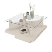 Exit - Mesa De Centro Cuadrada Vidrio Clear Beige