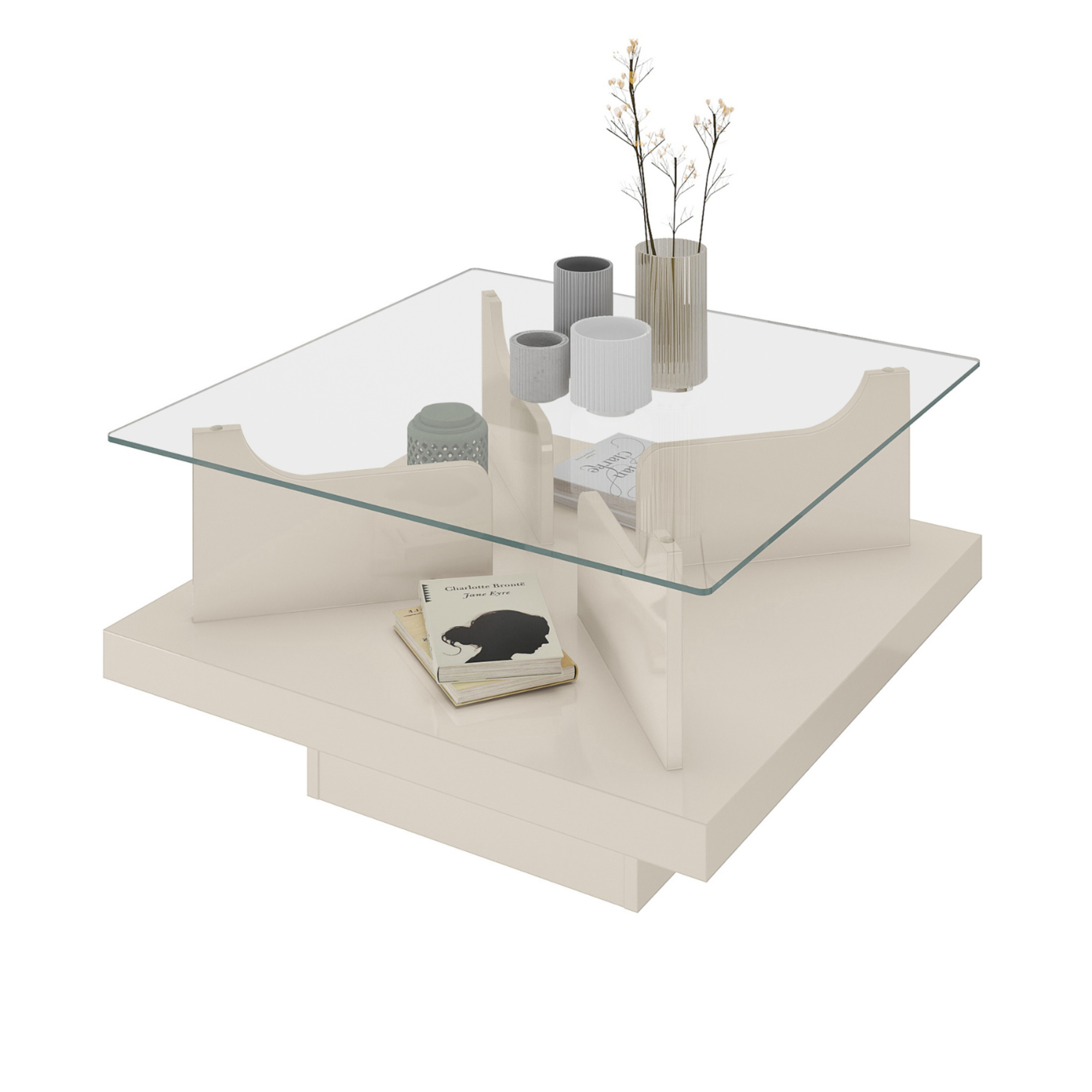 Exit - Mesa De Centro Cuadrada Vidrio Clear Beige