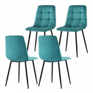 Vitelio - Pack 4 Sillas Acolchada Capitonés Turquesa Felpa