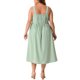thumbnail image 4 of Vestido Cami Talla Grande GRACE & GRANDEUR Ajuste Relajado Escote Corazón Largo a Media Pierna de Verano con Detalle de Lazo 4X Verde, 4 of 8