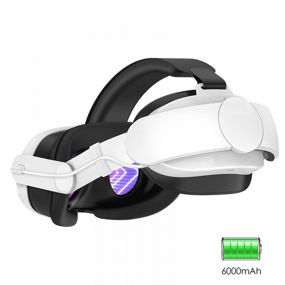 Correa VR para la cabeza con batería integrada de 6000mAh Sistema de ajuste ergonómico Durabilidad reforzada Compatible con el casco VR Meta Quest 3/3S-Blanco