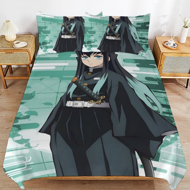 Muichiro Tokito Bed Duvet Cover Microfiber Bedding Sets 3D Printed Lightweight 3 Piece Comforter Sets for Kids Boys Girls
