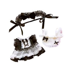 Magideal - Conjunto De Vestido Y Delantal Para Cabeza De Muñeca De Peluche, Ropa Para Muñecas, Accesorios Para Fotos Suaves, Conjunto De Mucama De Muñeca De Moda Para Muñeca De 20Cm