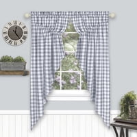 Par De Cortinas Para Ventana Achim Buffalo Check, 183 Cm X 160 Cm, Color Gris
