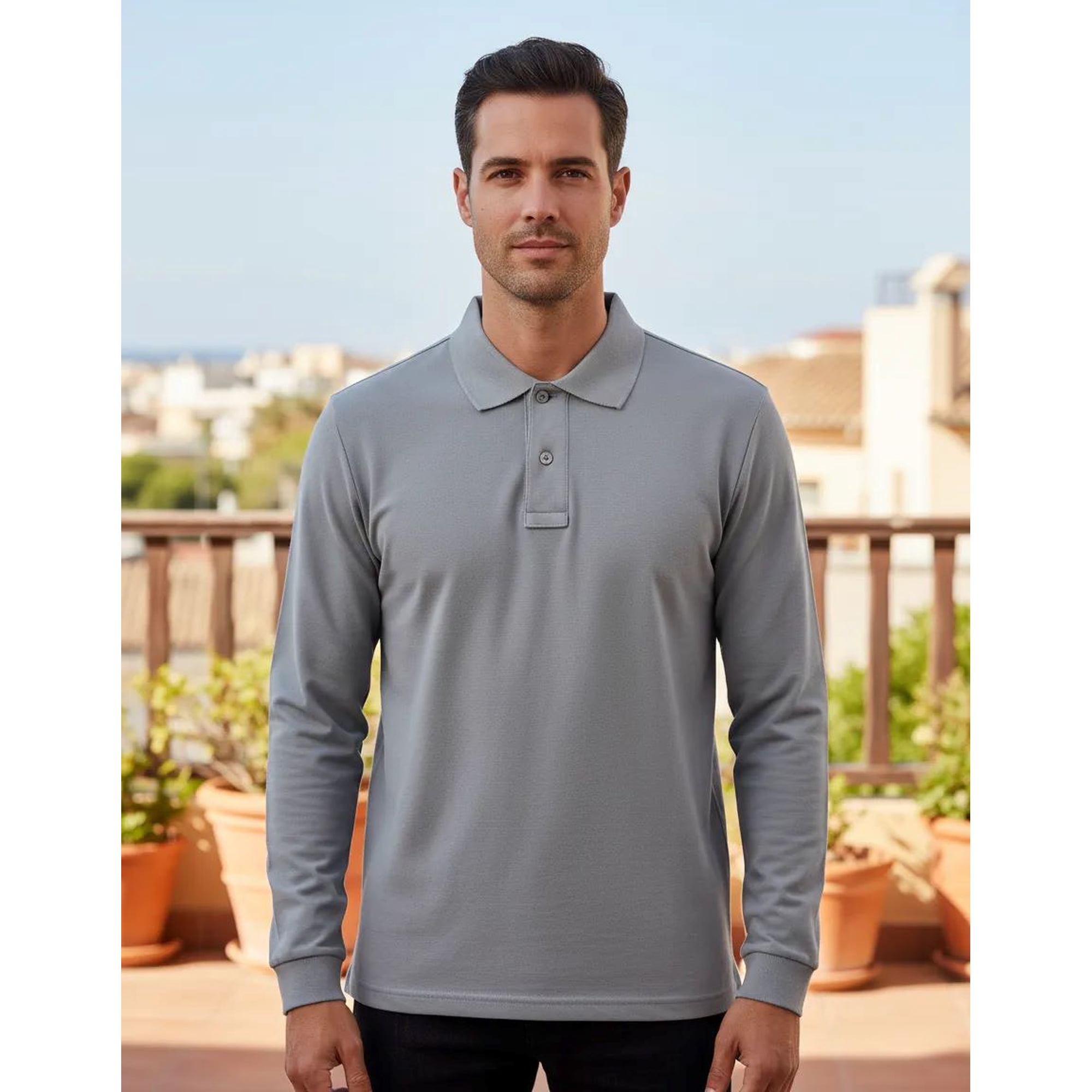 Metalfer - Polera De Trabajo Manga Larga Pique Gris Talla Xxl