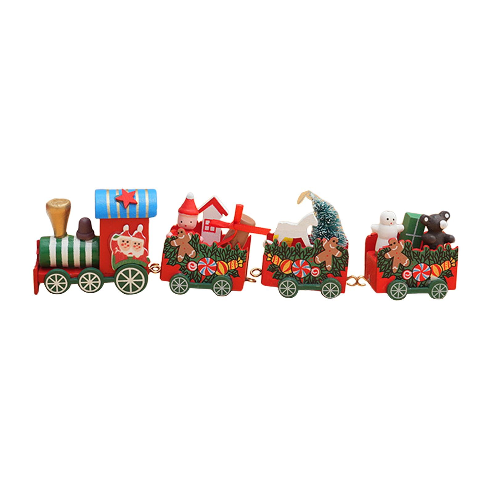 Magideal - Adorno Navideño De Tren De Madera, Decoración Navideña, Artesanías De Tren, Estatua Decorativa De Mesa, Juego De Decoración De Regalos Para El Hogar, C