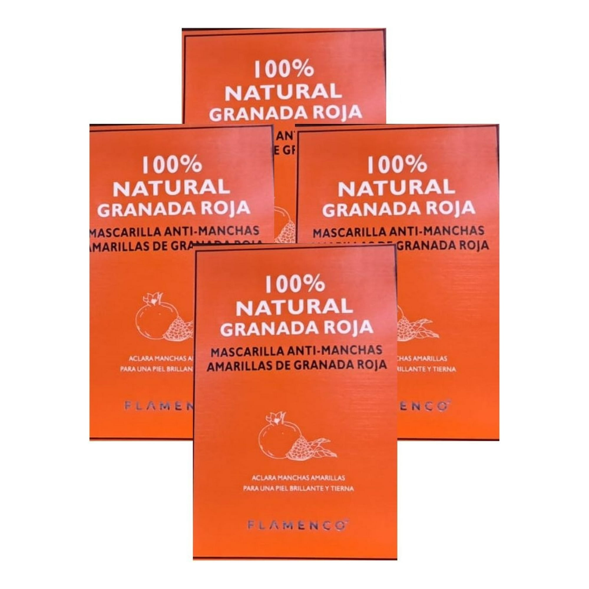 Genérico - Set 4 Mascarillas Faciales Granada Roja Anti Manchas Lau