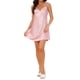 thumbnail image 2 of INSPIRE CHIC Camisones de Satén para Mujer Escote en V Encaje en la Espalda Vestido de Dormir Corto Suave Camisón Casual Ropa de Dormir Chemise Corta L Rosa, 2 of 6