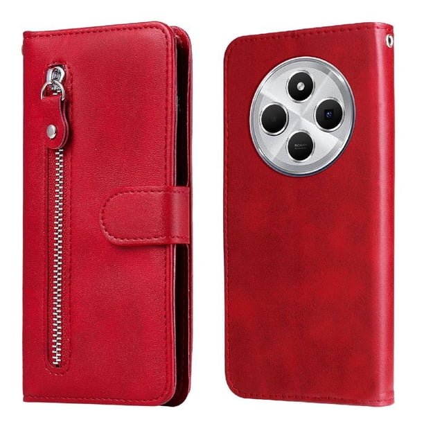 Funda con Cremallera para Xiaomi Redmi 14C 4G, Carcasa Cartera de Cuero PU con Soporte y Tarjetero