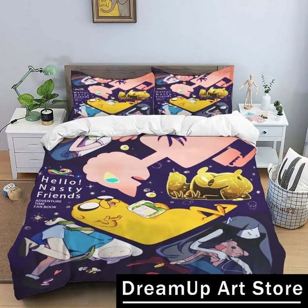 x1403 Bed SheetsCartoon Adventure Time Finn N Jake Bedding Set Boys Girls Twin Size Duvet Cover Pillowcase Bed Kids Adult Fashion 3-Piece Bedding Set (1 Duvet Cover + 2 Pillow Shams) nj1403