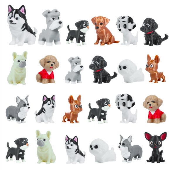 Set de figuras de acción de perros Zaviroxel, 24 piezas, mini cachorros impresos en 3D