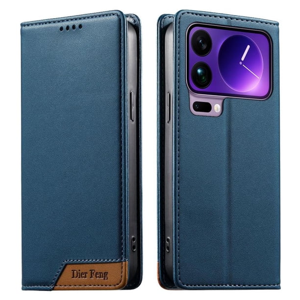 Funda Tipo Cartera de Cuero Sintético para XIAOMI 17 Pro Bloqueo RFID, con Ranuras para Tarjetas y Bolsillo para Efectivo, Cierre Magnético Fuerte Azul