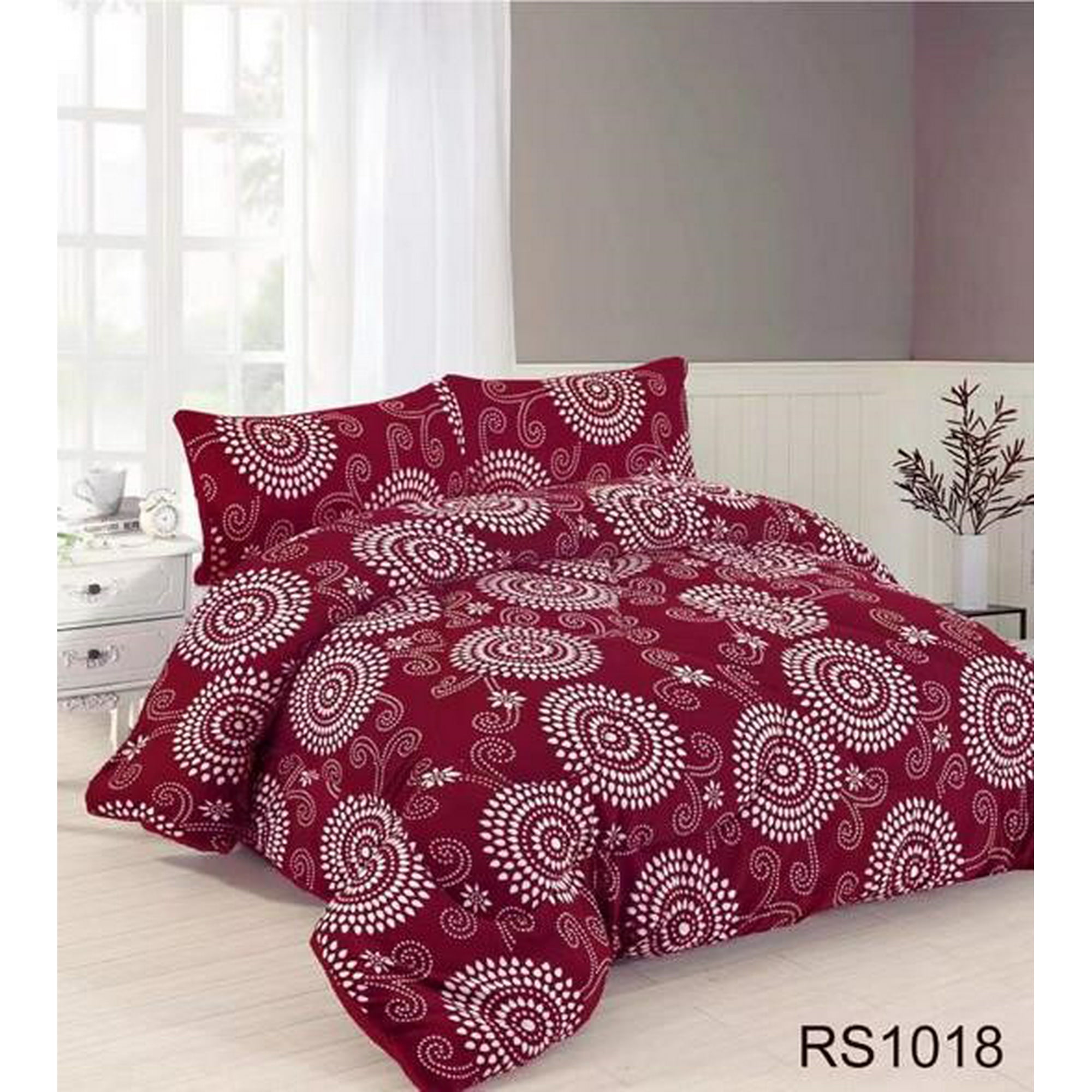 Aladdins Shop - Cobertor De Invierno De Plush Y Chiporro 2 Plazas Burdeo Diseños