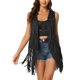 thumbnail image 1 of INSPIRE CHIC Chaleco de Mujer Casual de Imitación de Ante sin Mangas con Flecos y Abertura Frontal Talla L Negro, 1 of 6