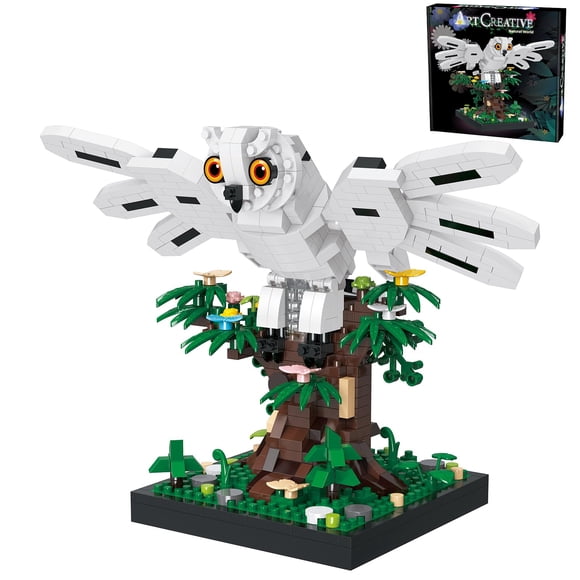 APENGBAOL Set de bloques de construcción Búho Nival, pájaro volador, microbloques mini, juguete sobre árbol, adorno decorativo de escritorio, ornamento DIY creativo, regalo para adultos y adolescentes