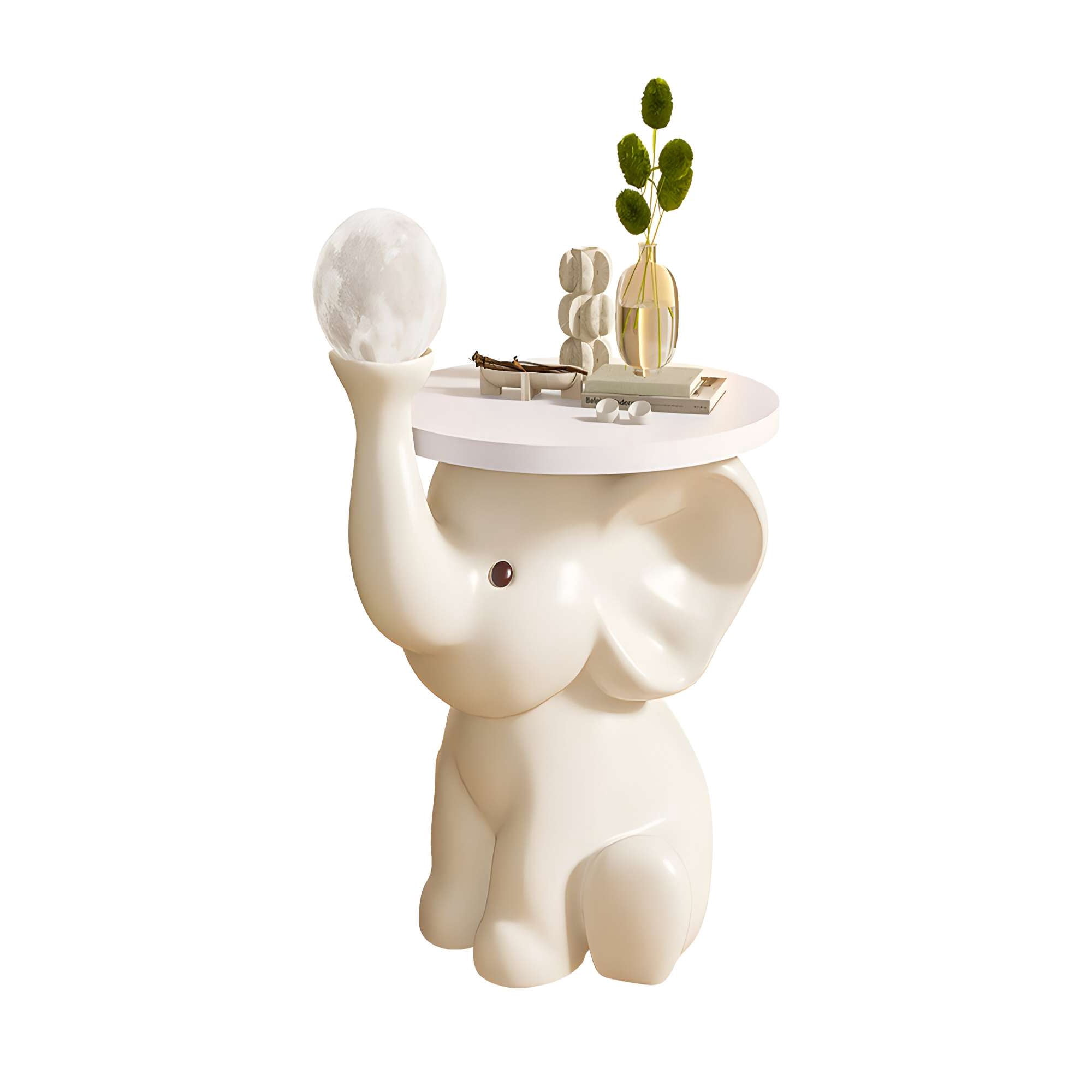 Genérico - Mesa Auxiliar De Elefante Blanco Mate