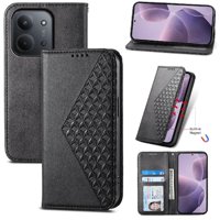 Funda Flip Foxdock Para Xiaomi Redmi 15C , Estilo Billetera Con Diseño Rombo, Correa De Mano Y Soporte, Uso Diario