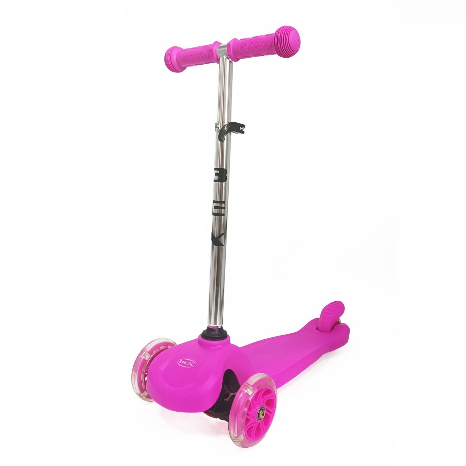 Scooter Monopatin 3 Ruedas Luces Barra Ajustable 70Cm Rosa Bex