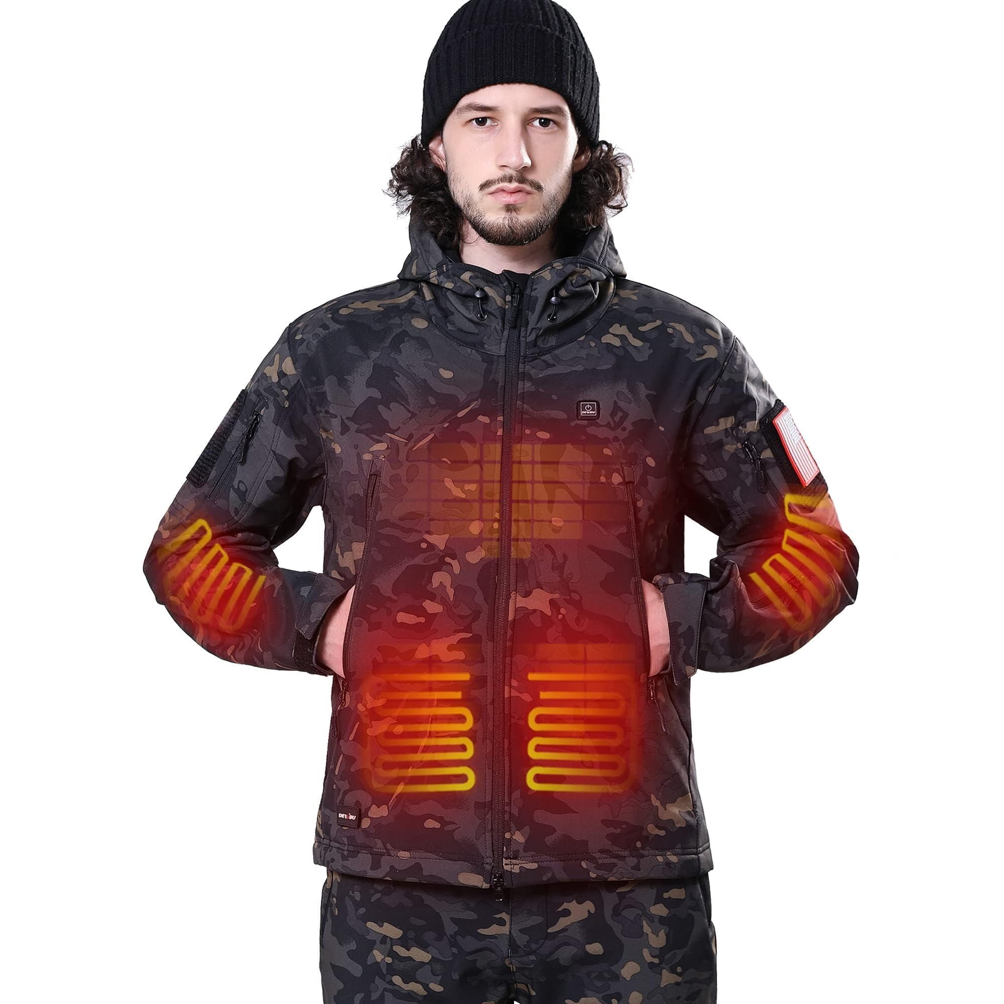 Chaqueta Térmica Dewbu Para Hombre, Invierno Y Exterior, Negra, Camuflaje L