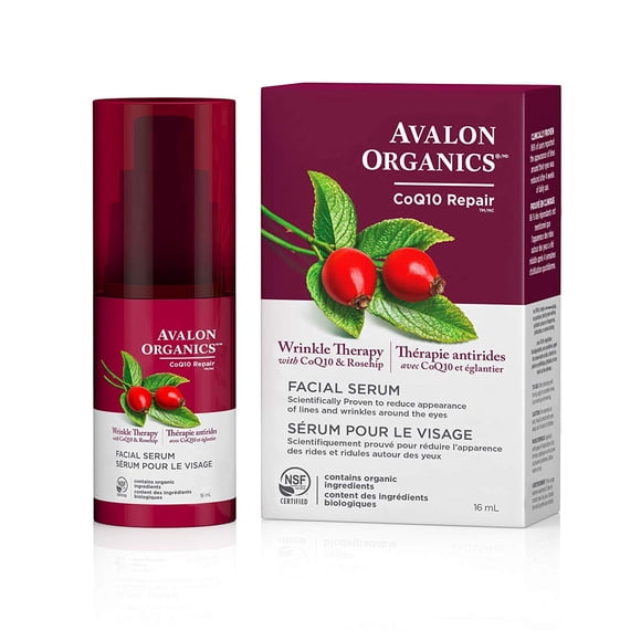 Sérum facial Avalon Organics Wrinkle Therapy CoQ10 y rosa mosqueta, 16 ml