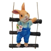 Magideal - Decoración Colgante, Regalos De Animales, Columpio De Conejo De Resina, Paisaje De Jardín, Estatua De Jardín Pintada A Mano, Columpio De Conejo Para M