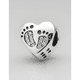 thumbnail image 1 of Charm plata 925 corazon patitas bebe brillantes dije, 1 of 3