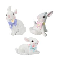 Bothyi - Estatua De Conejo De 3 Uds, Divertida Y Bonita Figura De Conejo Para Mesa Interior Y Exterior, Cocina, Color Blanco