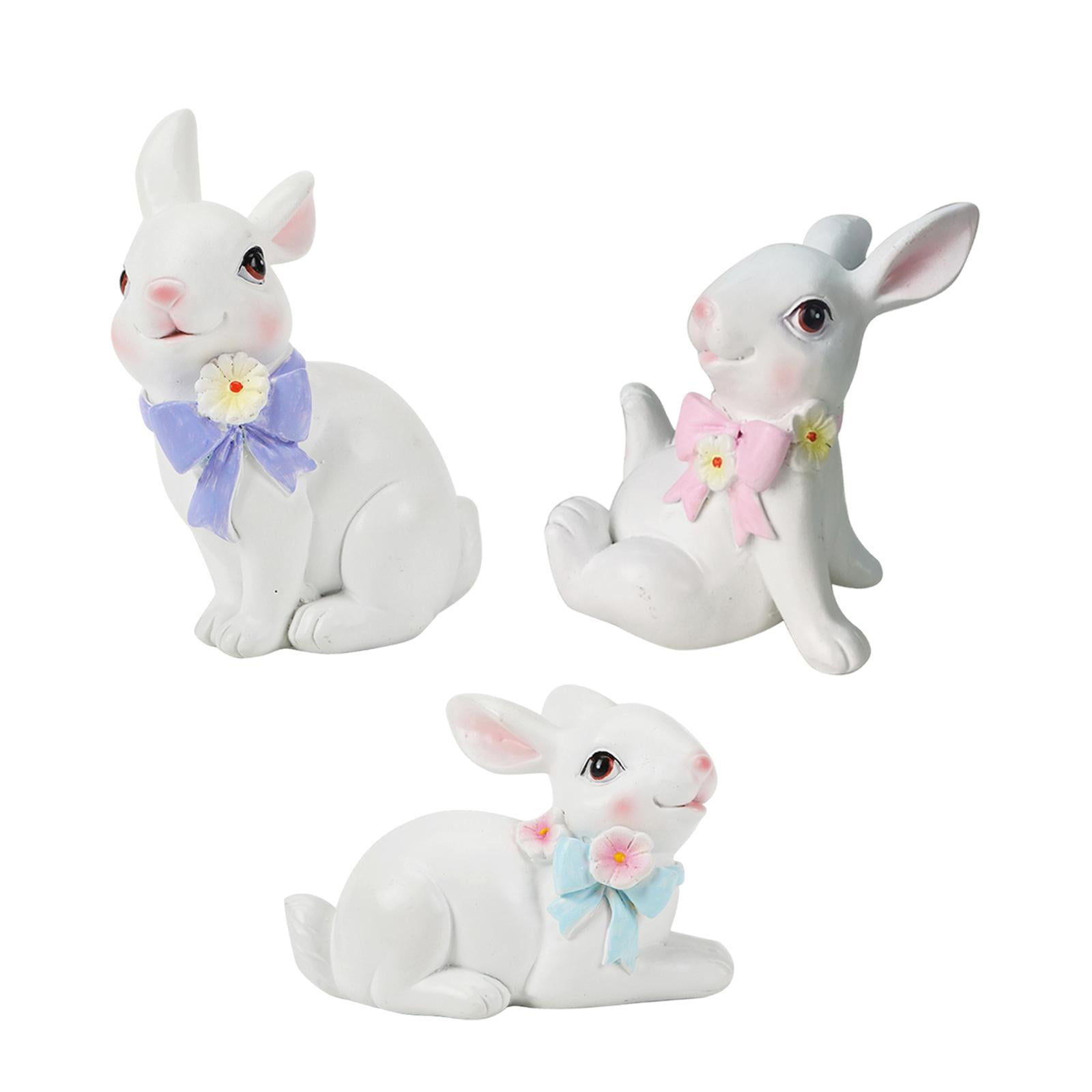Bothyi - Estatua De Conejo De 3 Uds, Divertida Y Bonita Figura De Conejo Para Mesa Interior Y Exterior, Cocina, Color Blanco