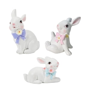 Bothyi - Estatua De Conejo De 3 Uds, Divertida Y Bonita Figura De Conejo Para Mesa Interior Y Exterior, Cocina, Color Blanco