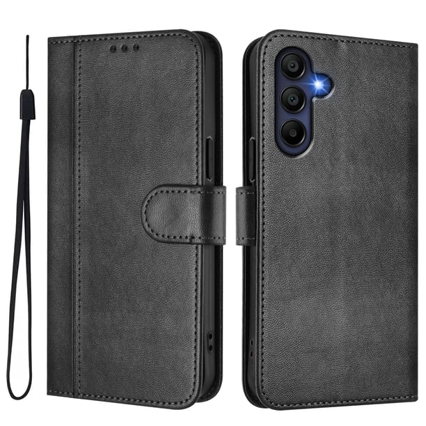 Funda Cartera para samsung galaxy A16 Protección 360° con Ranuras para Tarjetas y Soporte Negro