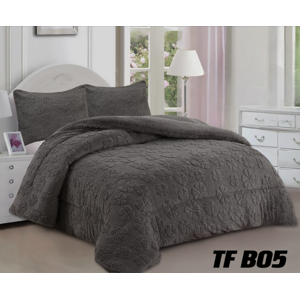 Mundo Shopping - Cobertor Texturizado En Diseño De Trebol Color Gris Plomo Plaza Y Media