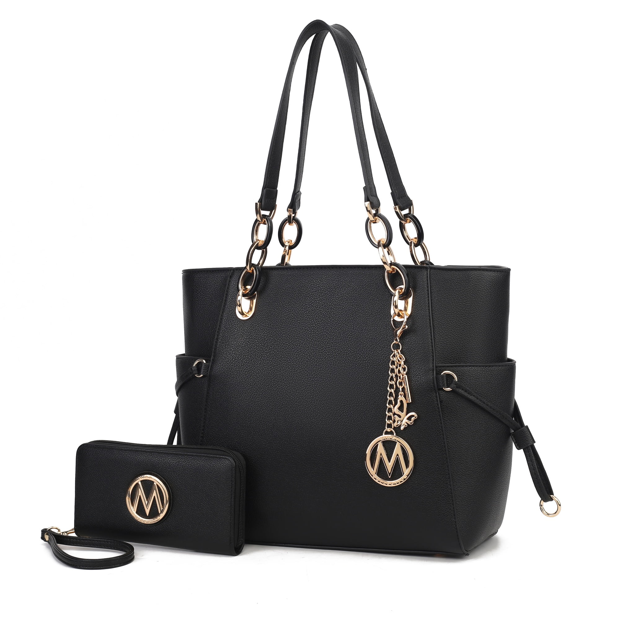 Cartera Mkf Collection + Billetera Cuero Vegano, Negro