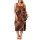 thumbnail image 1 of Vestido de Verano de Talla Grande para Mujeres Agnes Orinda, Teñido Anudado, Abertura Lateral, Cuello en V, Sin Mangas, Casual de Playa, Midi, Talla 3X, Naranja Marrón, 1 of 5