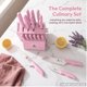thumbnail image 2 of Juego de cuchillos imarku de 14 piezas rosa con bloque y afilador, 2 of 8