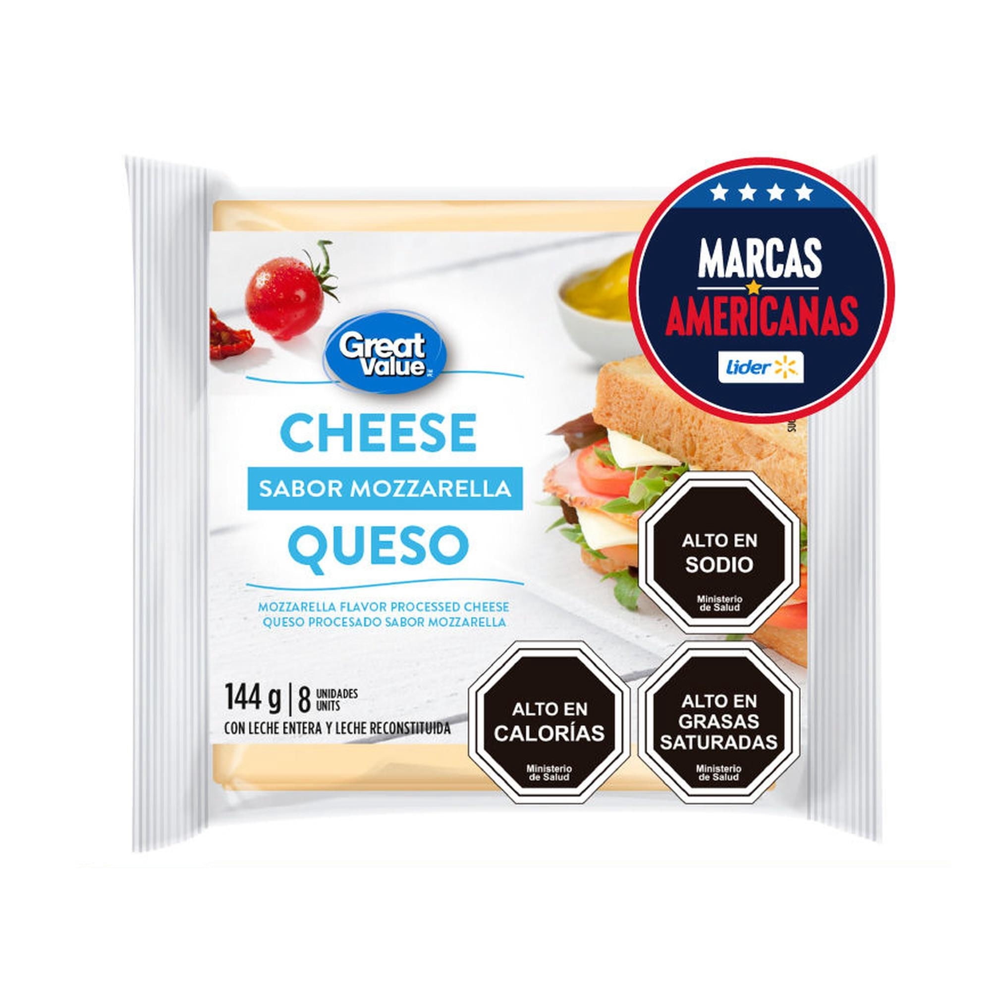 Queso Mozzarella Fundido Laminado 144 g Great Value
